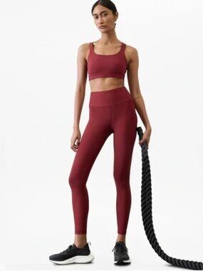Athleta Redwood Interval Tights + Train Free Sports Bra, Medium